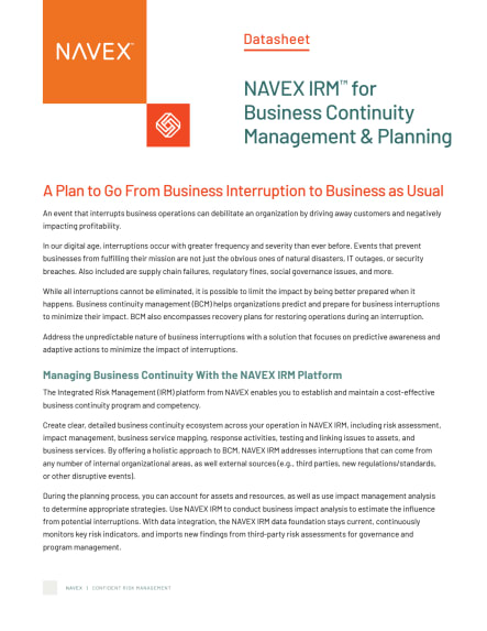 Navex Irm™ For Business Continuity Management And Planning Navex 3893